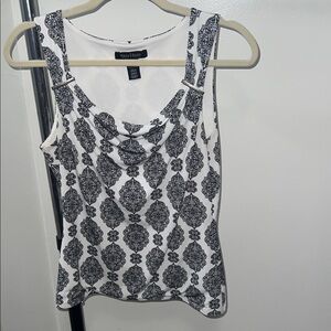 White House Black Market Monochrome Patterned Tank Top